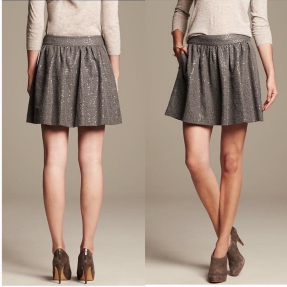Banana Republic Heritage sequin skirt gray size‎ 2